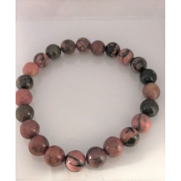 Rhodonite Beaded Stretch Bracelet - Picture 2 of 4